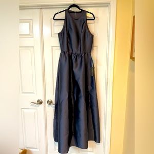 NWT Alfred Sung Navy Satin Gown
